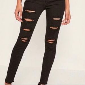 Divided by H & M Ripped/Distressed Black Skinny Jeans (A5)